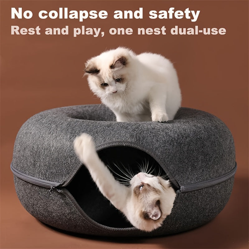 Cat Tunnel Bed And Indoor Cat Hideout Donut Cave 20-24 Inch