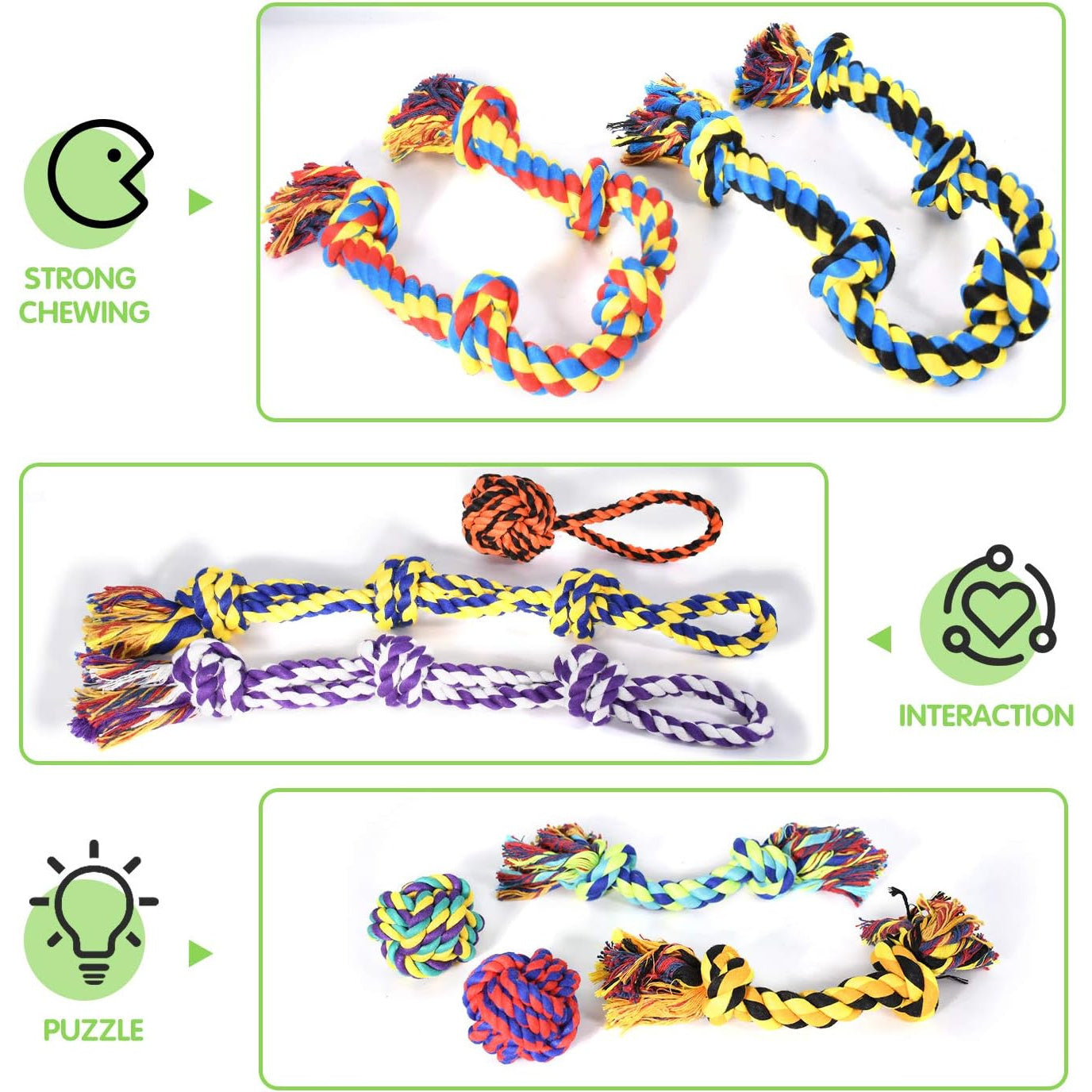 Durable Heavy Duty Dog Chew Toys Set for Aggressive Chewers