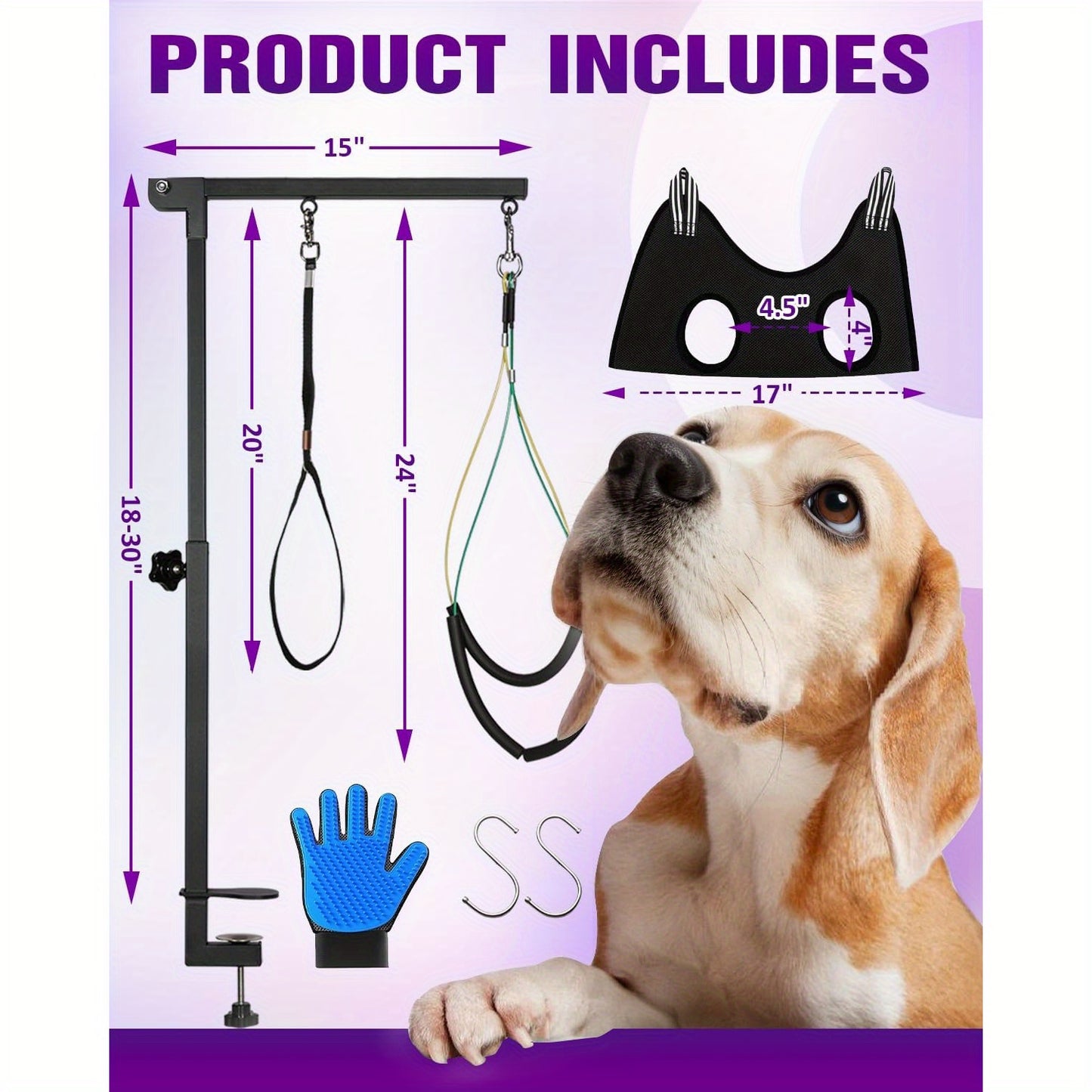 Adjustable 35 Inch Dog Table Arm with Clamp and Post Pro