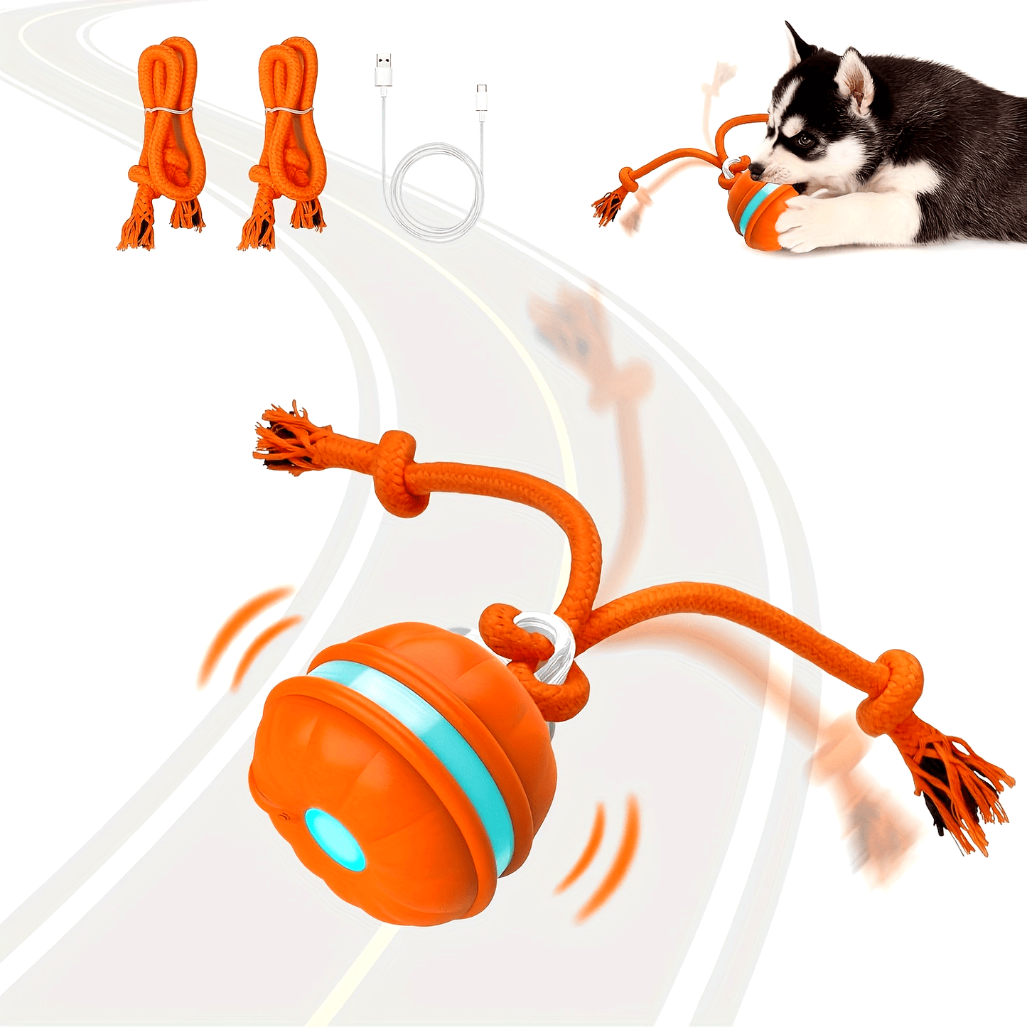 Interactive Motion-Activated Rolling Dog Toy with Holiday Design