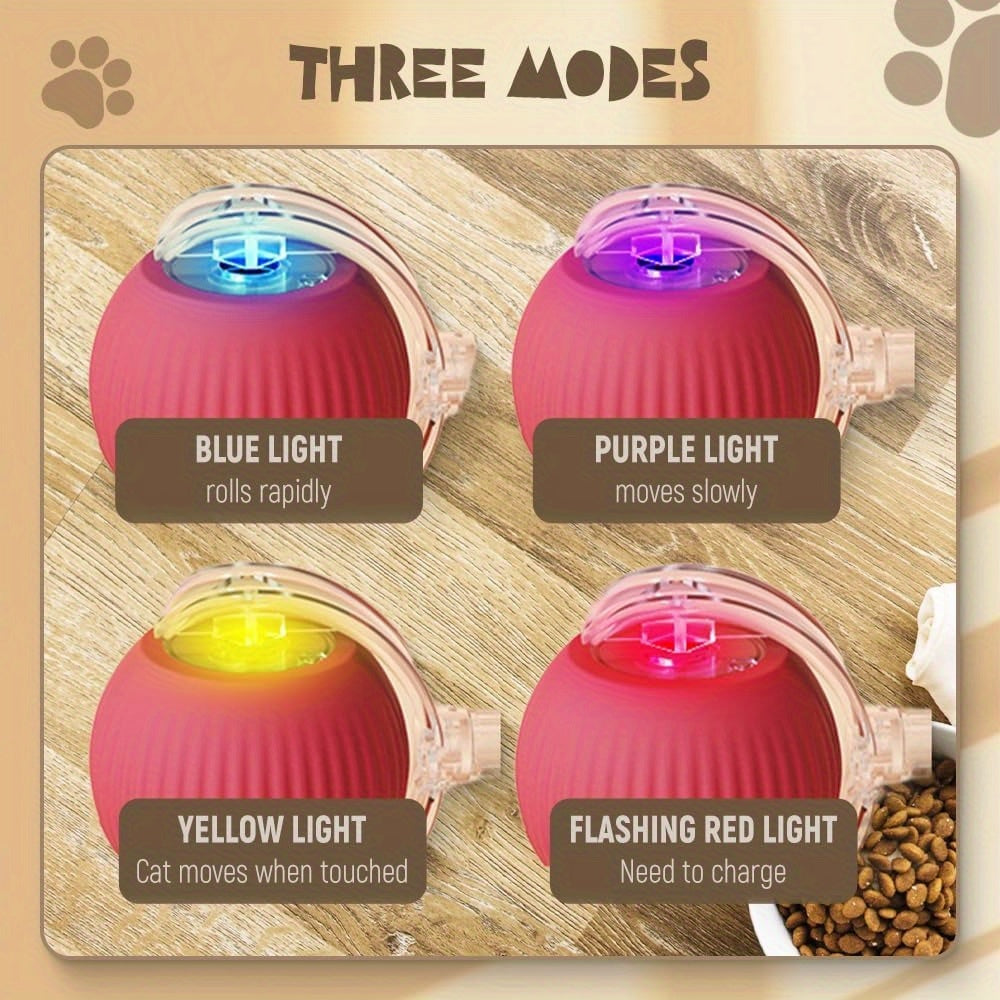 Smart 360° Rolling Pet Ball with LED Light and USB Charging
