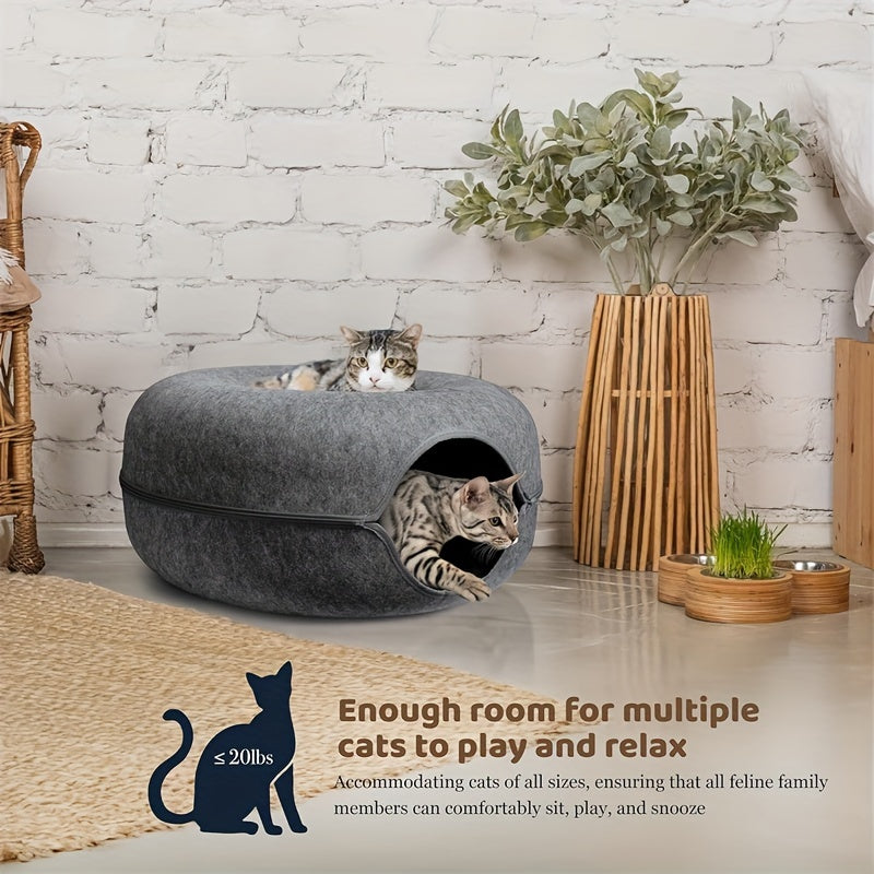 Cat Tunnel Bed And Indoor Cat Hideout Donut Cave 20-24 Inch