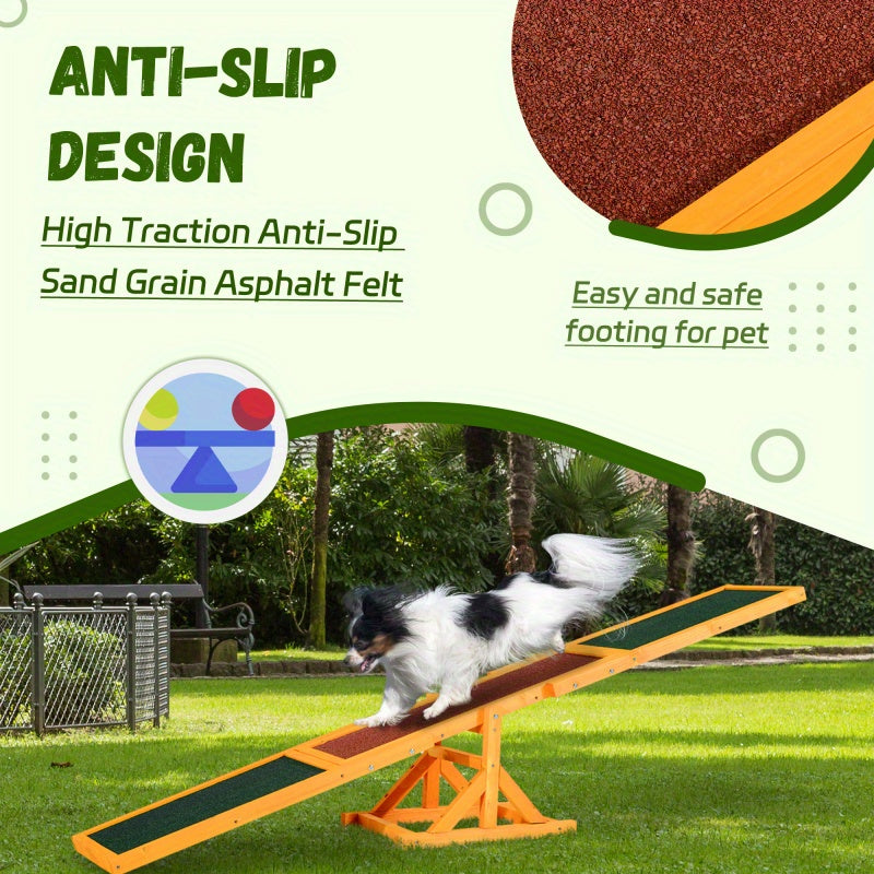 PawHut Wooden Dog Agility Seesaw Training Equipment 71"