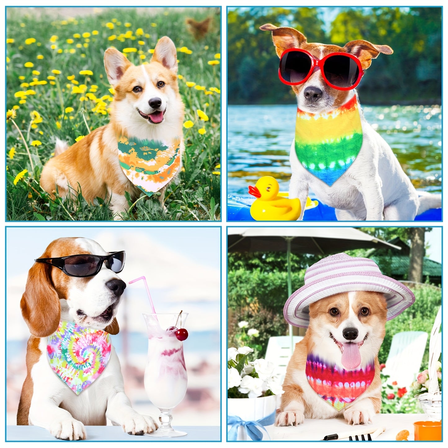 Cute Dog Bandanas Set for Summer Fun and Style