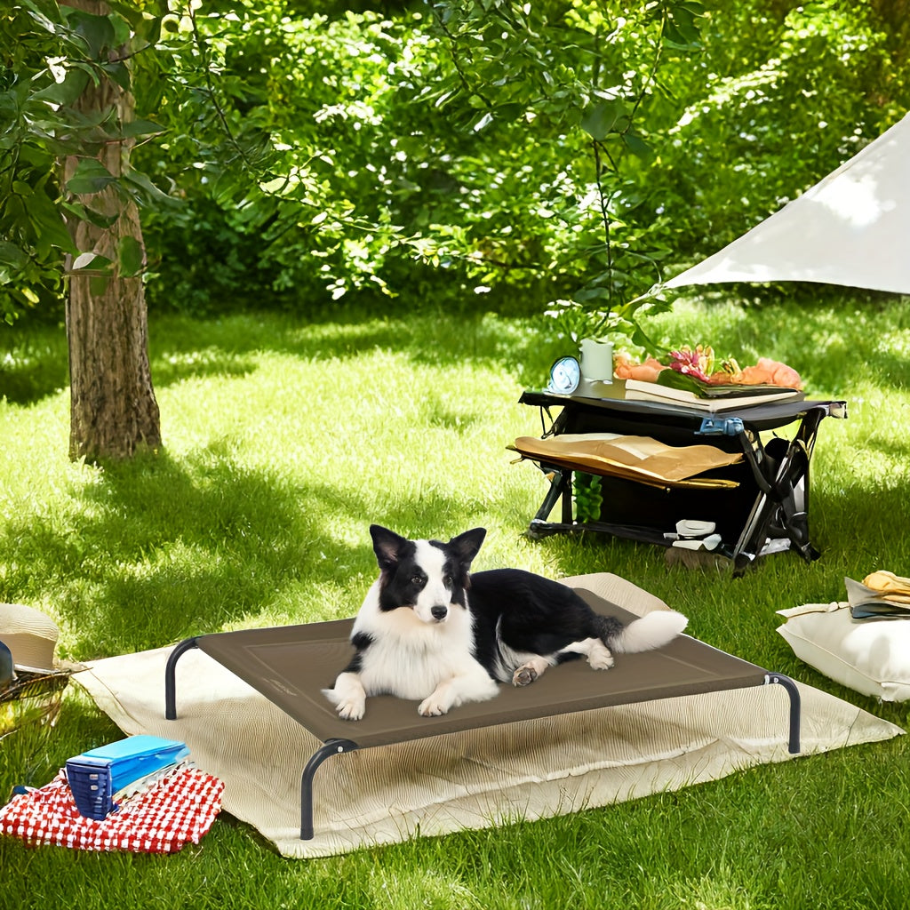 Raised Outdoor Dog Bed for Large Dogs, Waterproof Grey Bed