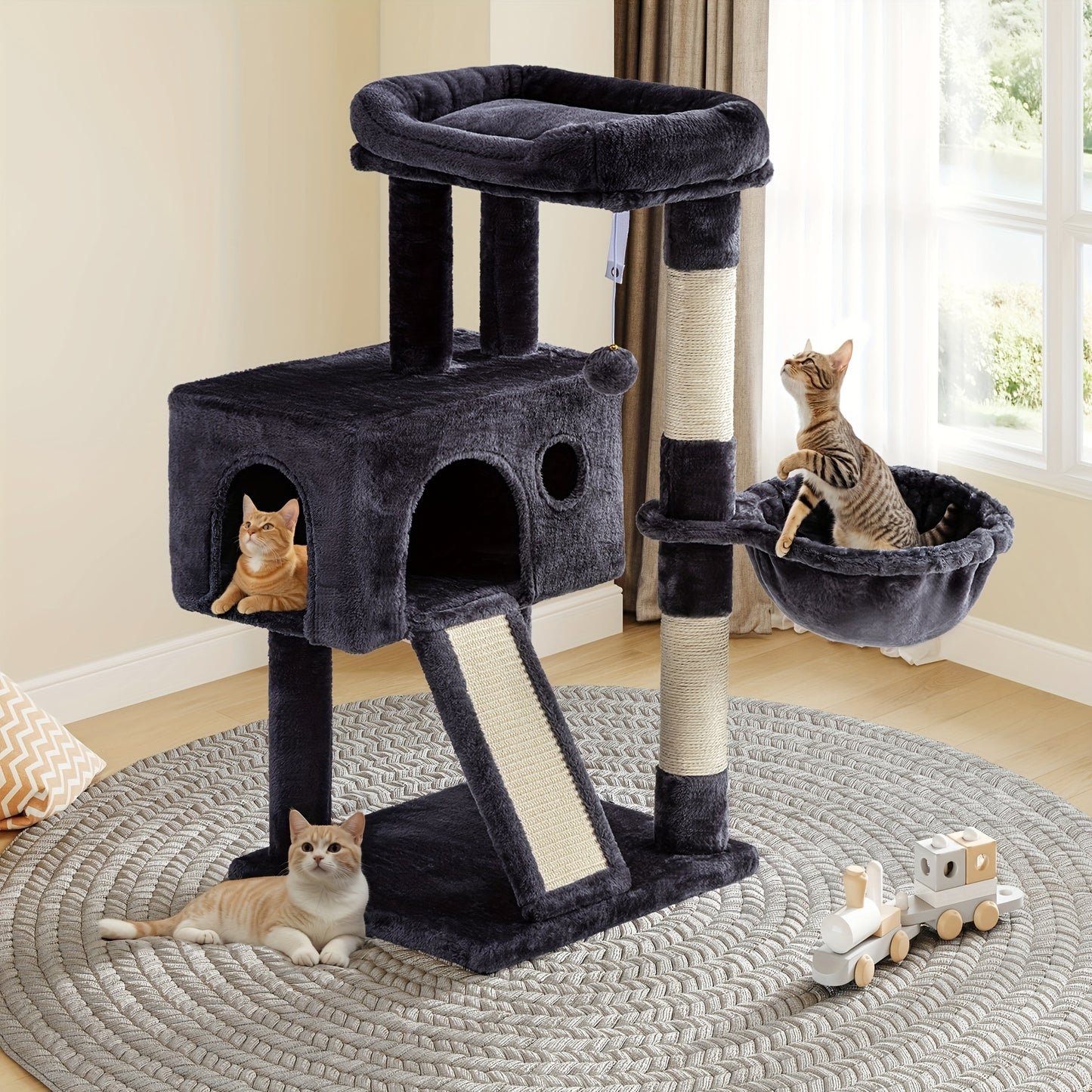 WEWAY Multi-Level Cat Tree Tower with Scratching Posts and Hammock