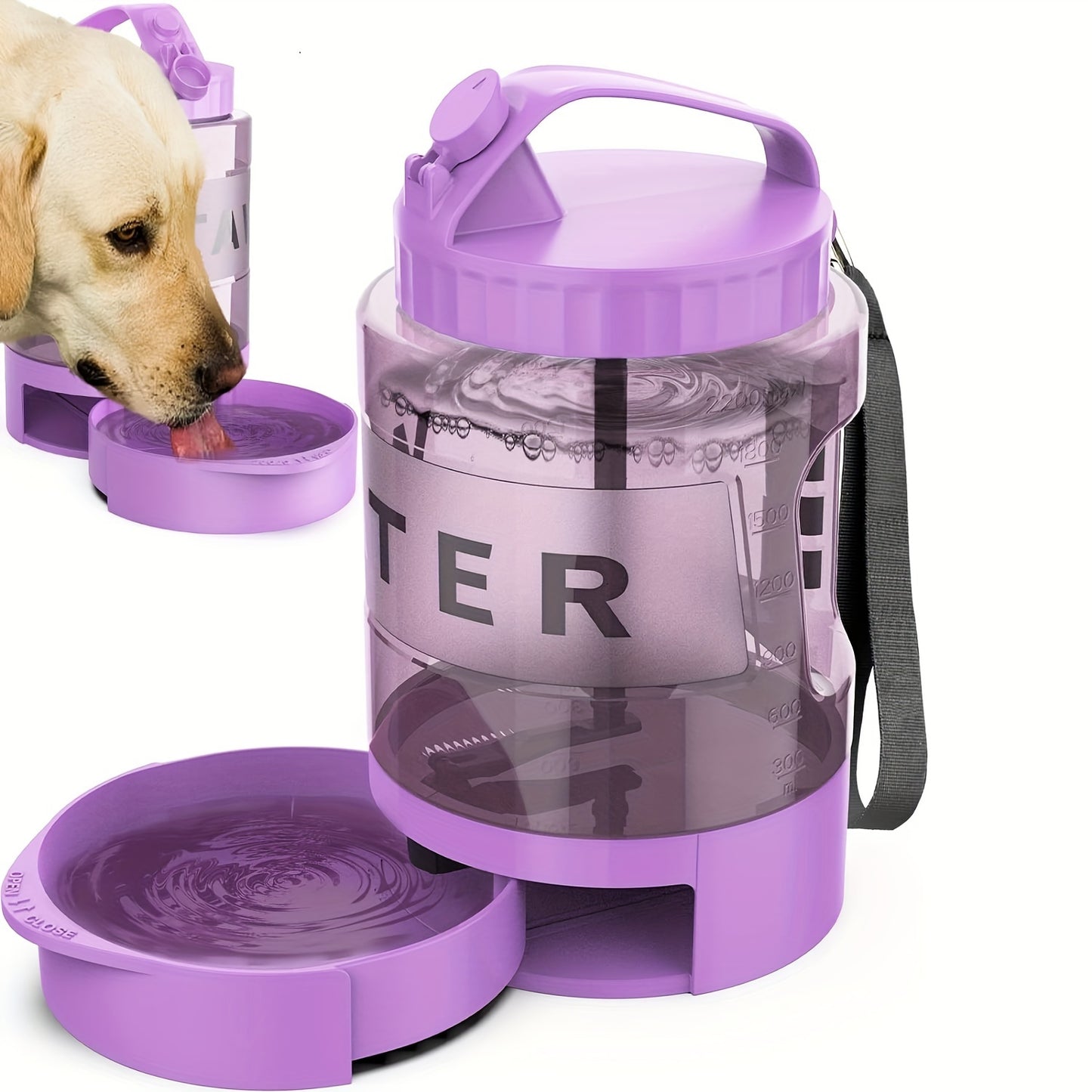 74 Oz Macaron Colored Dog Travel Water Bottle With Bowl