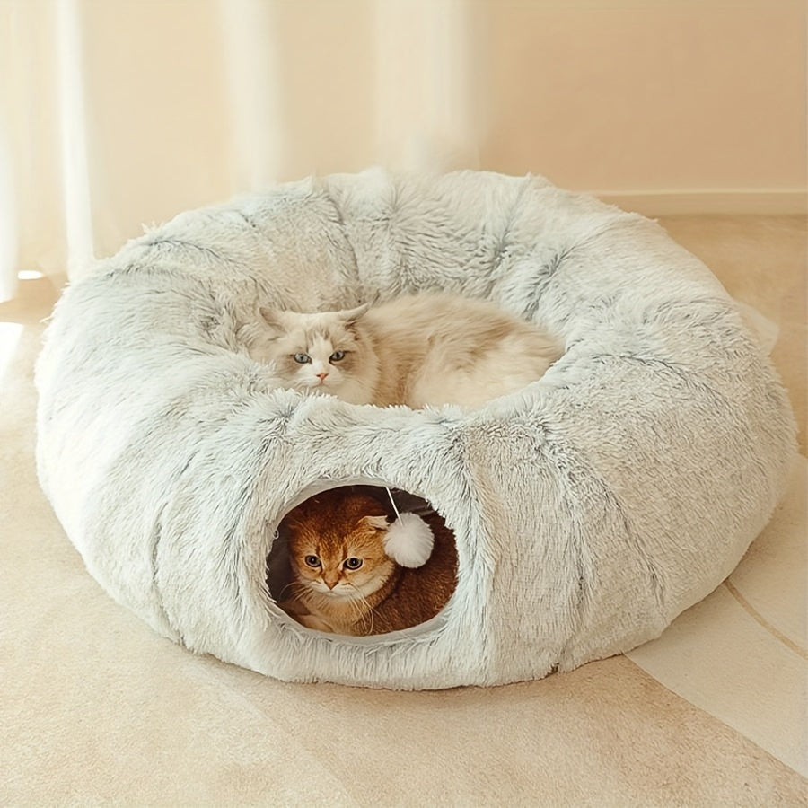 Cat Nest Pet Cat Tunnel Plush Warm Foldable Detachable Washable Multi-Functional Splicing Cat Channel