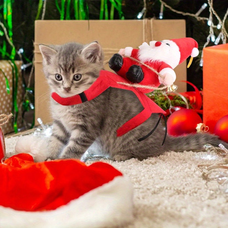 Santa Claus Sleigh Costume for Pets Perfect for Holiday Fun