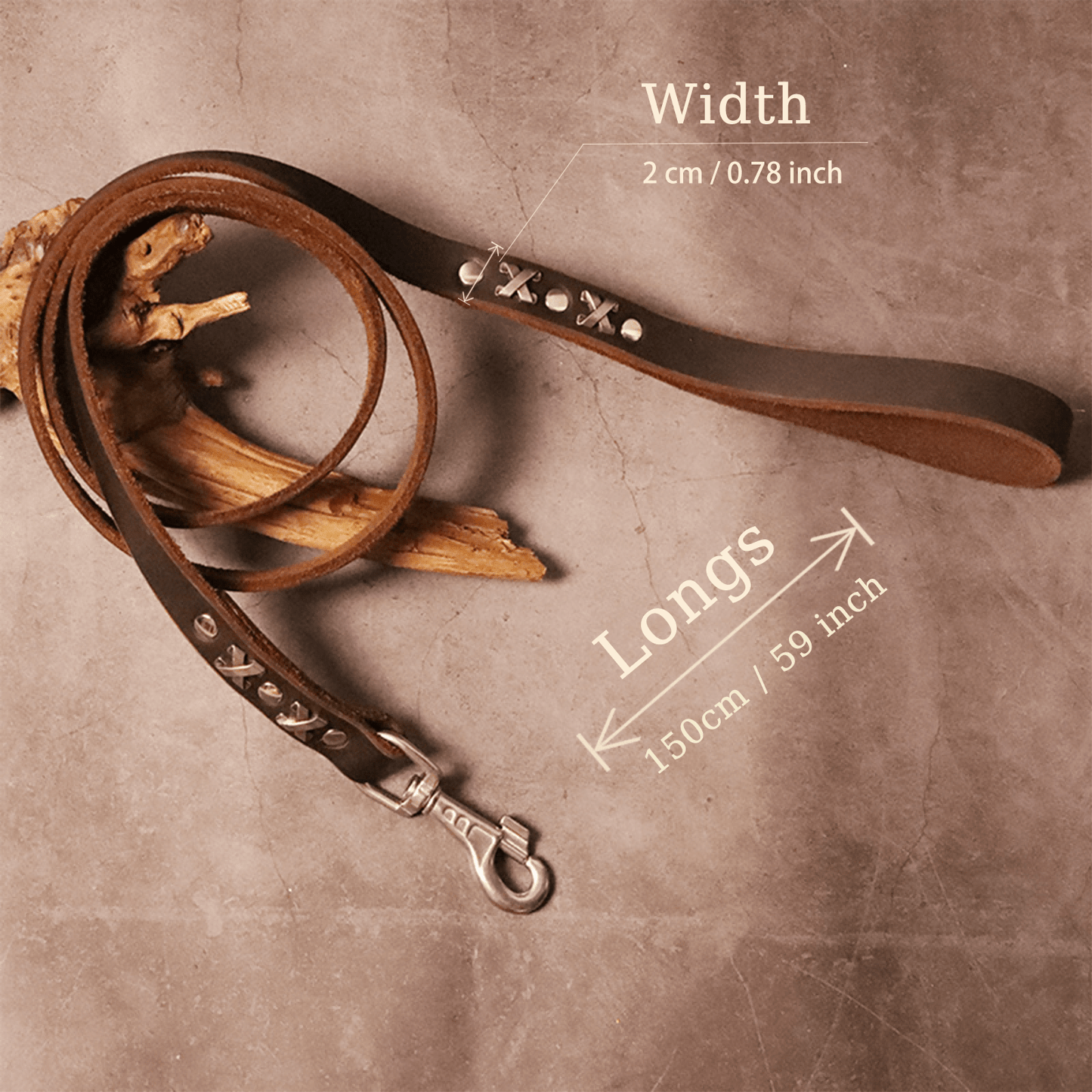 Heavy Duty Dog Training Leash Handmade Retro Rivet Design