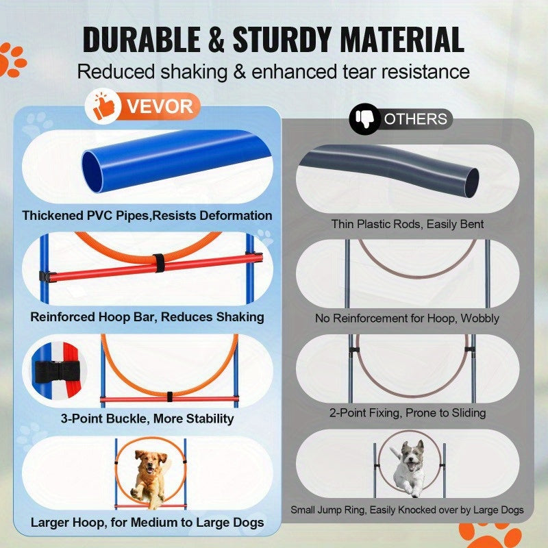 VEVOR 4pcs Dog Agility Training Set with Hurdles and Rings