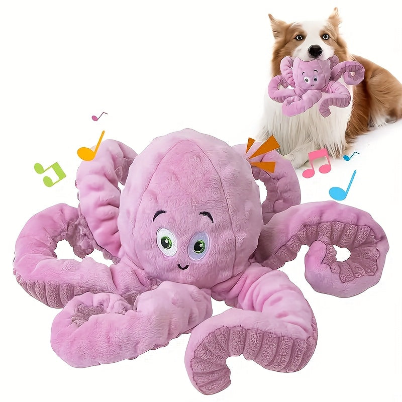 Durable Interactive Squeaky Plush Octopus Dog Toy Chew Resistant