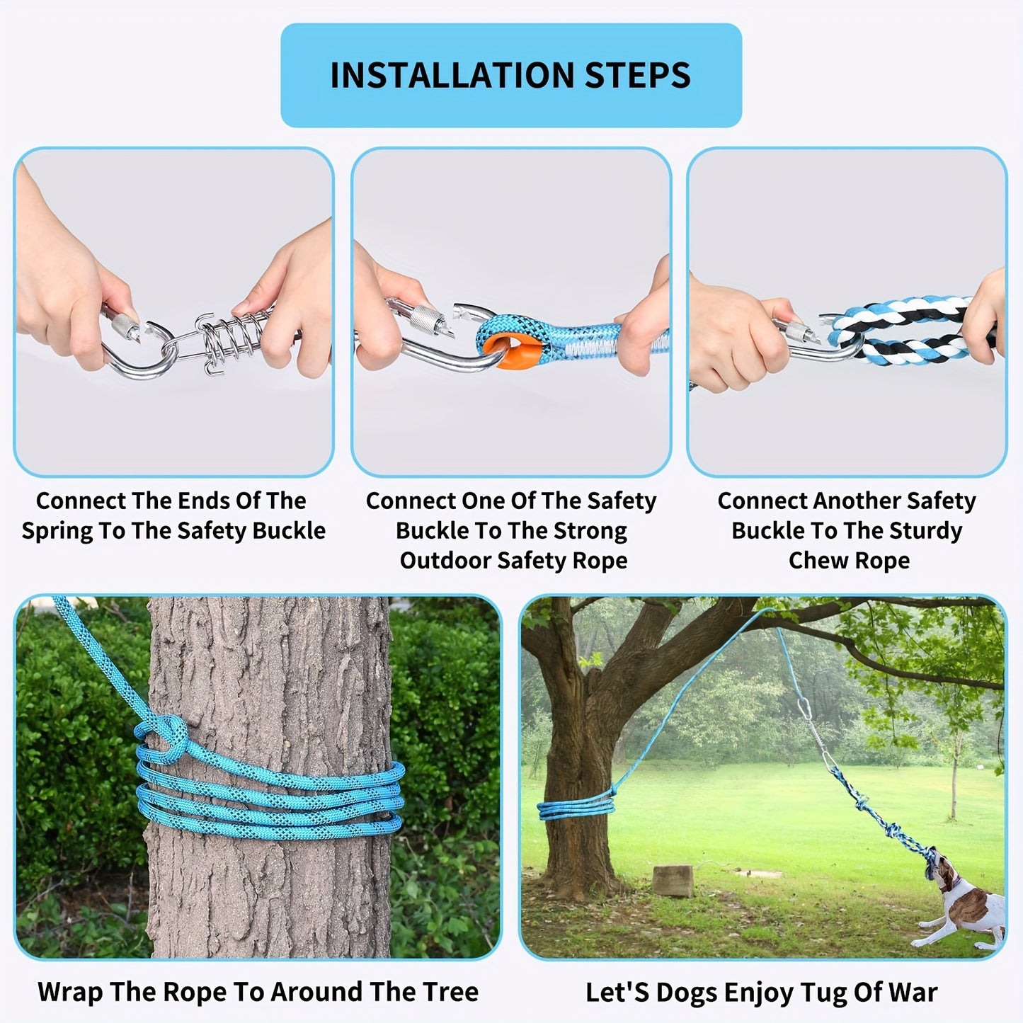 Blue Nylon Bungee Cord Interactive Dog Teaser Wand
