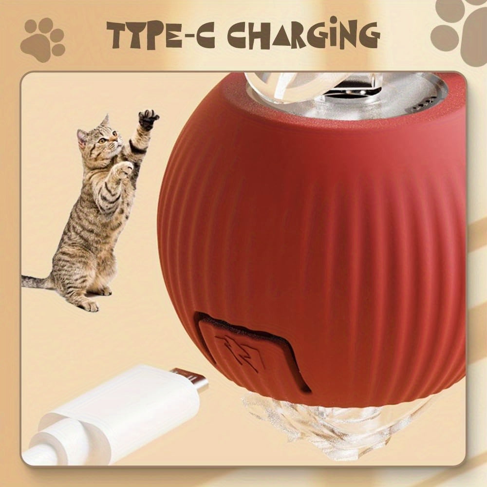 Smart 360° Rolling Pet Ball with LED Light and USB Charging