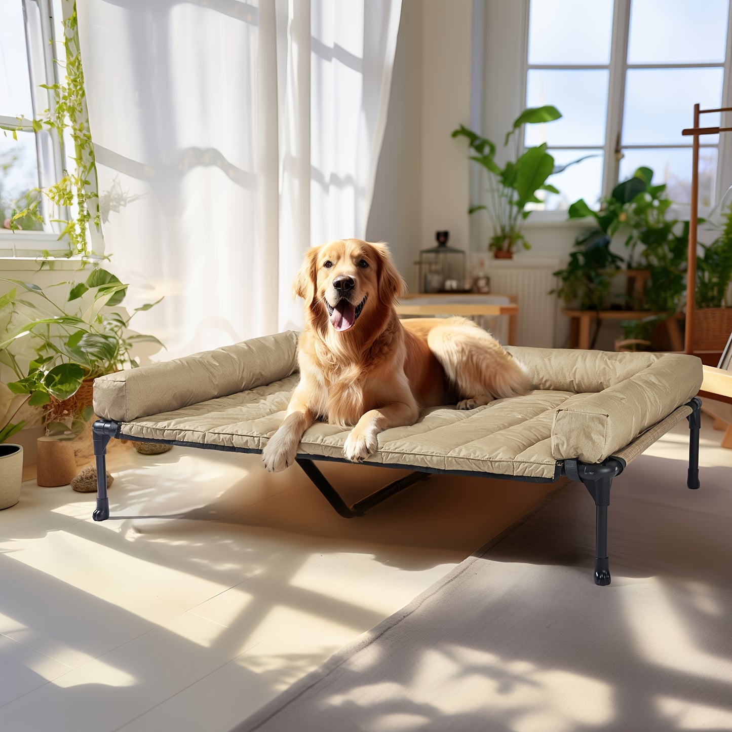 Veehoo Cooling Elevated Dog Bed with Removable Pillow-Top Mat