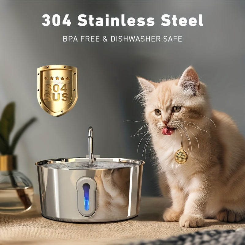 Stainless Steel Cat Water Fountain 135oz Automatic Pet Dispenser