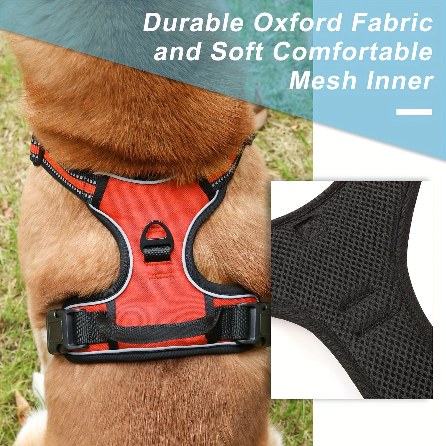 No Pull Dog Harness Set with Reflective Strips and Leash