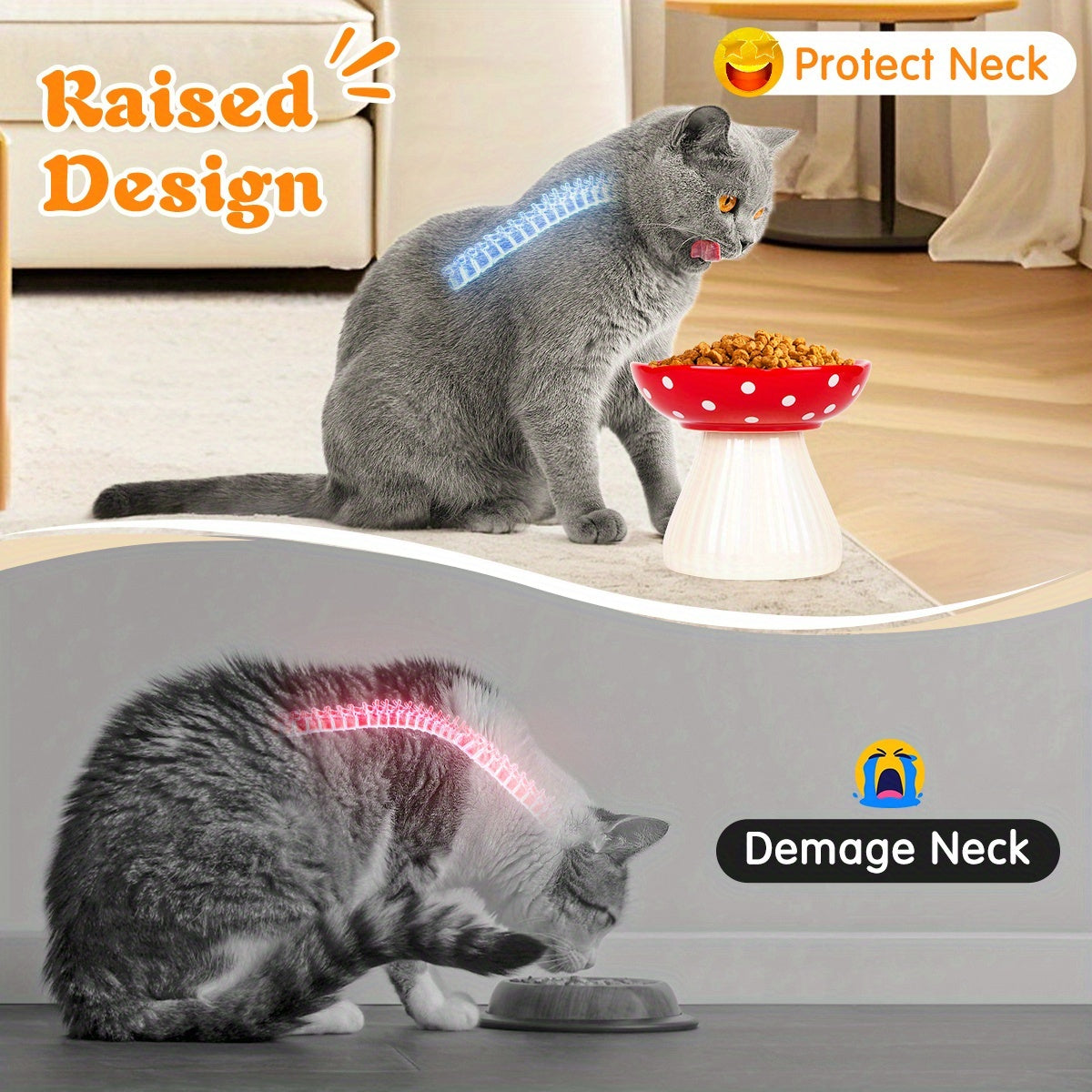Ceramic Elevated Cat Bowls Set for Comfortable Dining Experience