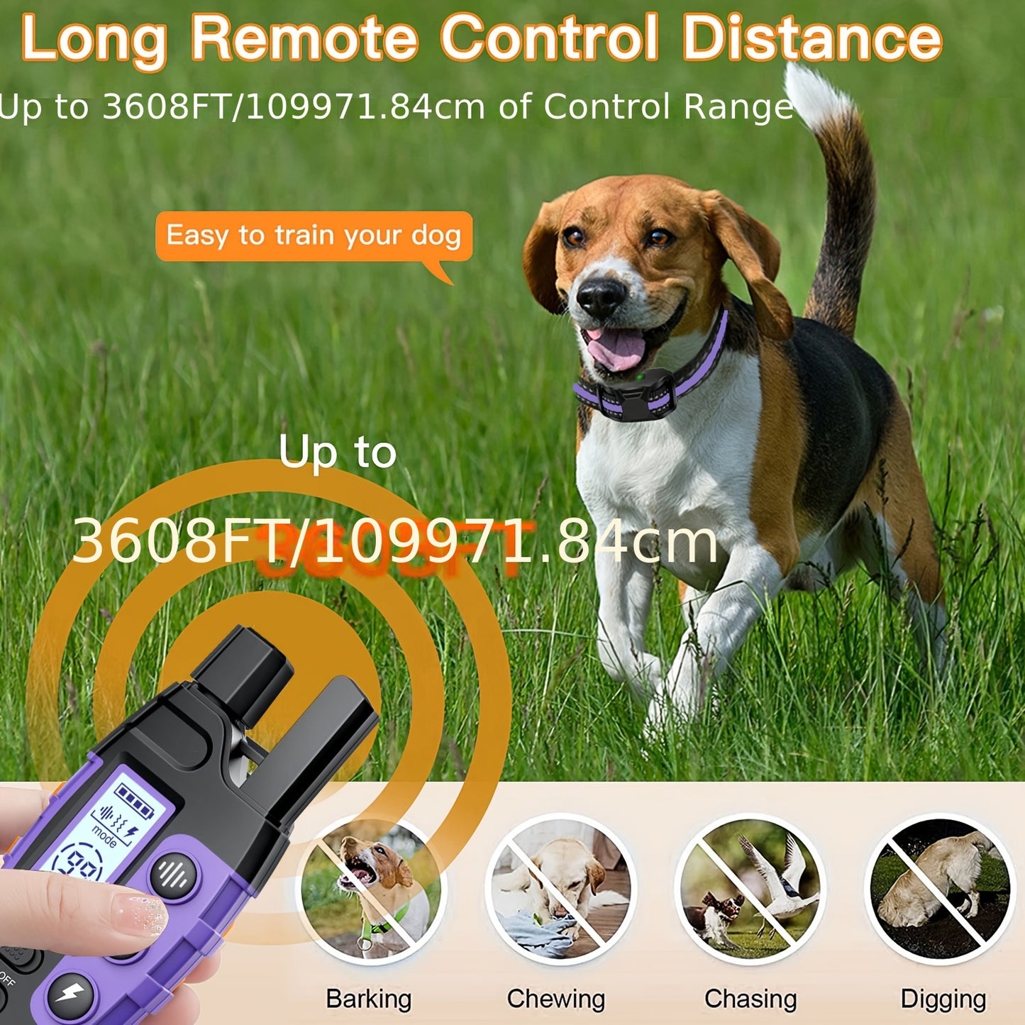 3300Ft Dog Training Collars With Remote Adjustable Strap