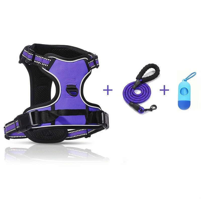 No Pull Dog Harness Set with Reflective Strips and Leash