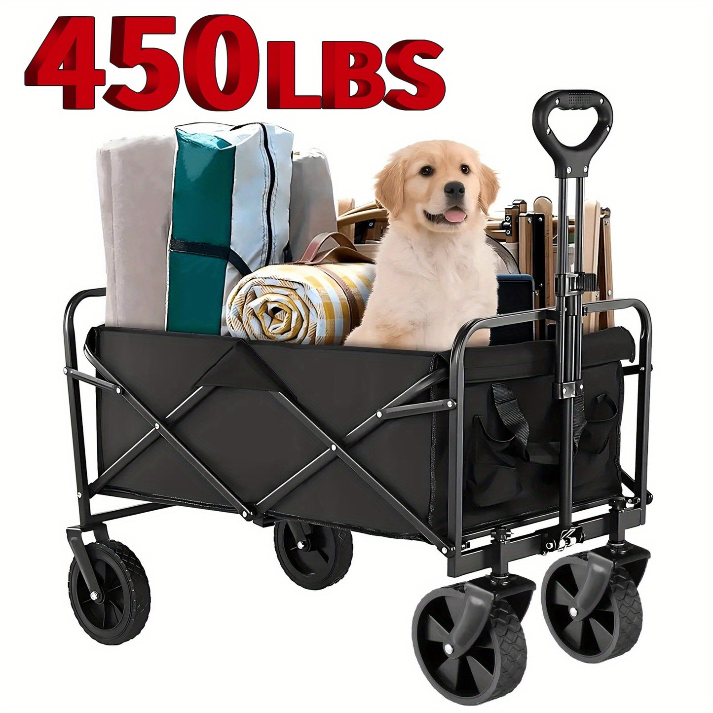 Foldable Pet Travel Trolley with All-Terrain Wheels 680LBS