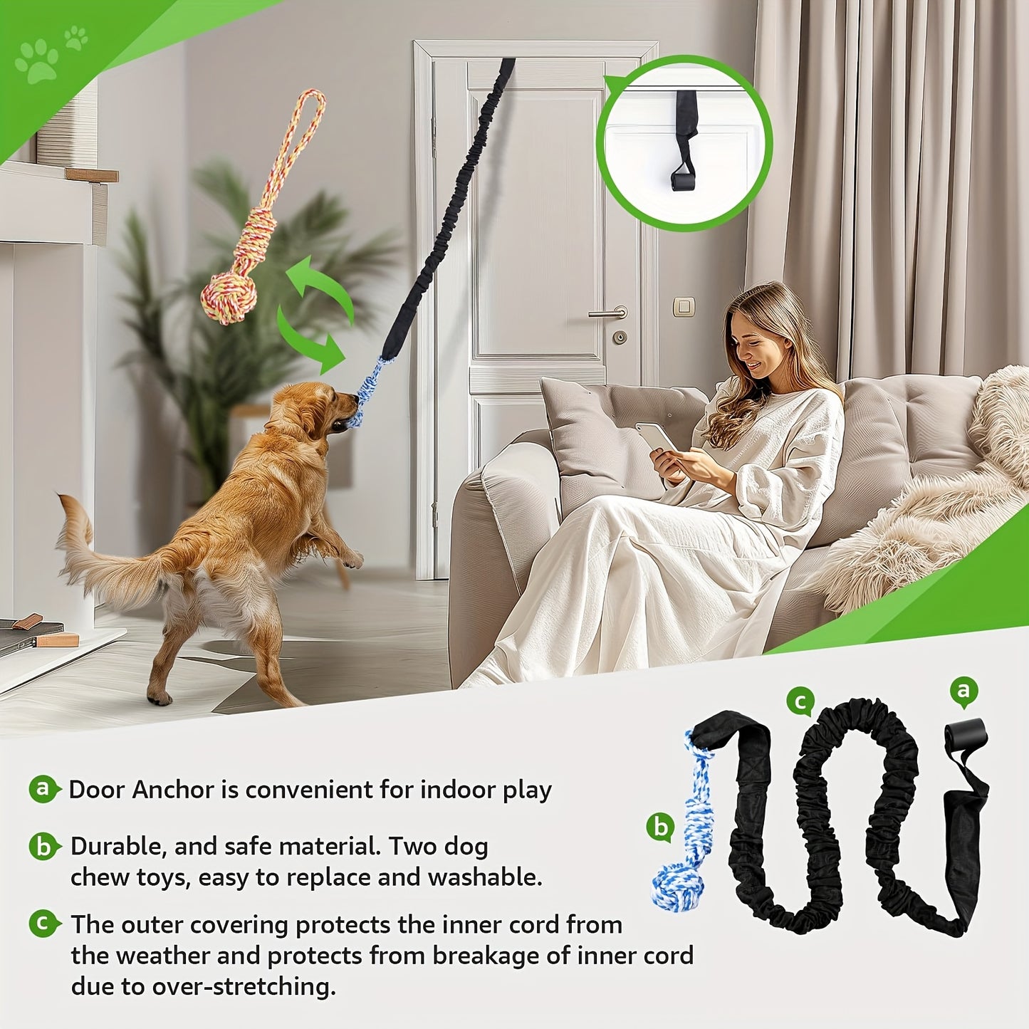 Dog Rope Toy Tug Of War For Small Medium Large Dogs