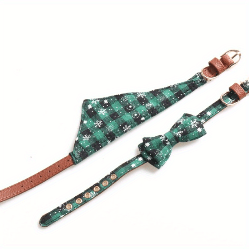 Christmas Plaid Pet Collar and Bandana Set for Festive Fun
