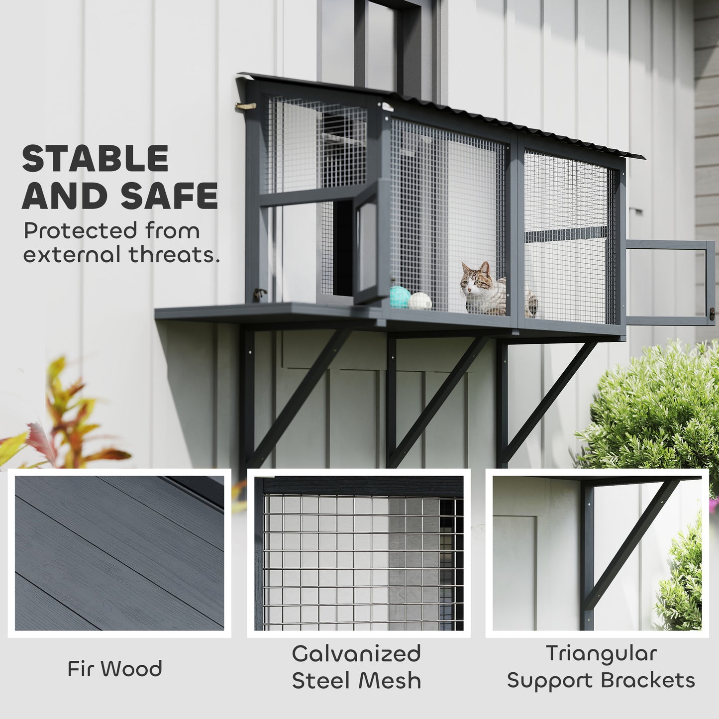Outdoor Cat Enclosure Window Perch for Safe Nature Experience