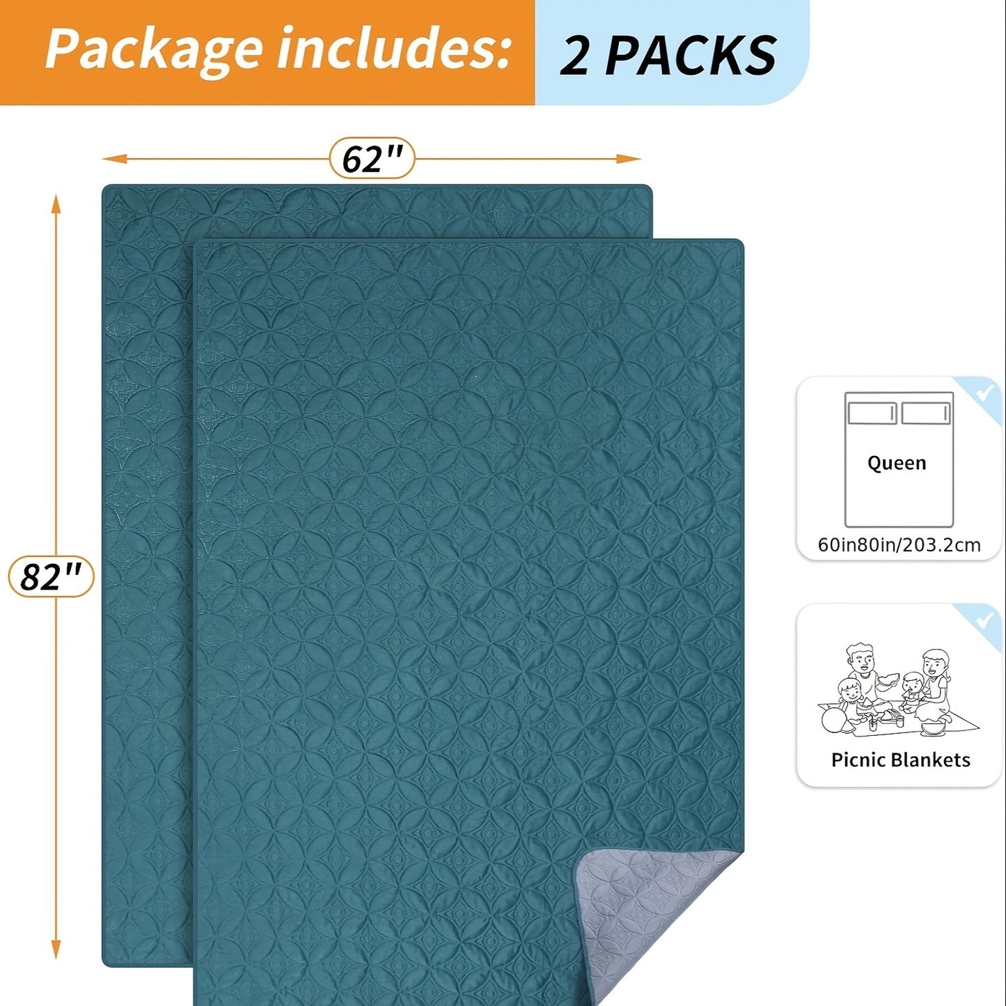 2 Packs LOOBANI 82x62in Extra Large Washable Dog Bed