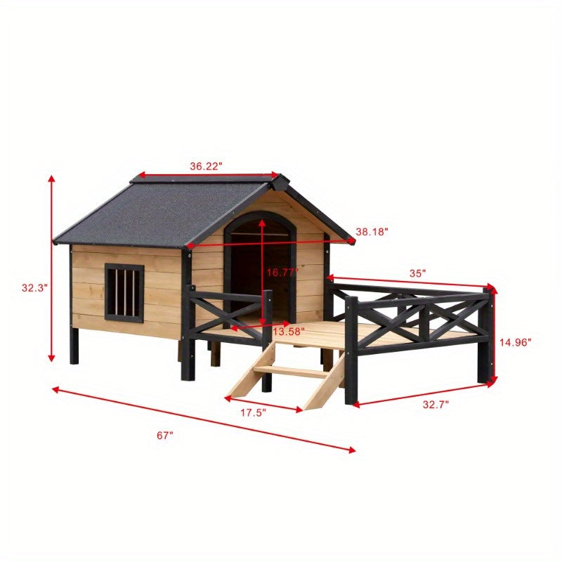 Wooden Dog Kennel with Porch for Outdoor Comfort and Style