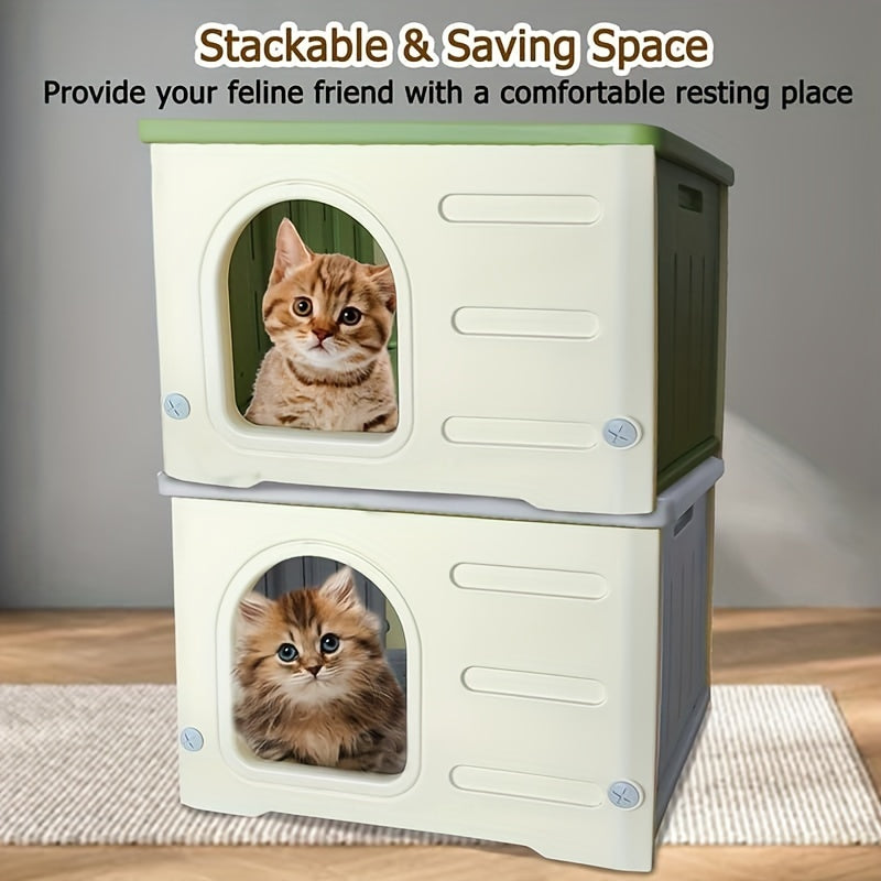 Waterproof Cat House With Mat, Classic Style, Plastic Shelter