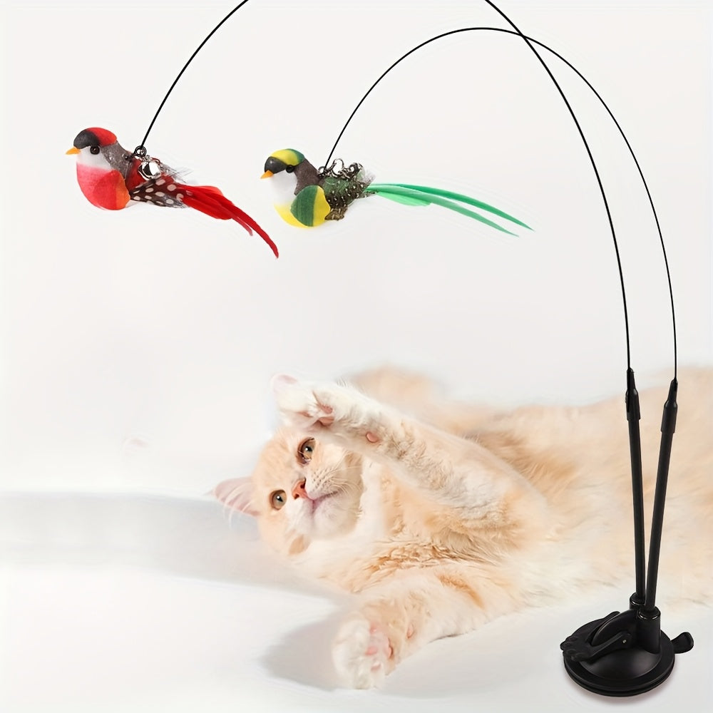 Cat Teaser Set Simulated Bird Hands-Free Cat Stick Long Rod