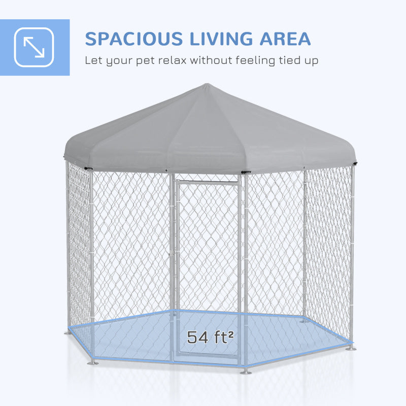 Outdoor Dog Kennel with Waterproof Roof and Lockable Door