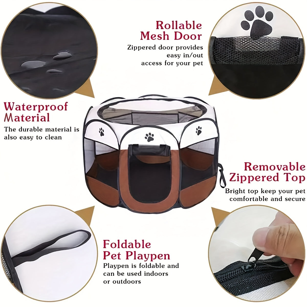 Collapsible Octagonal Pet Enclosure for Dogs and Puppies