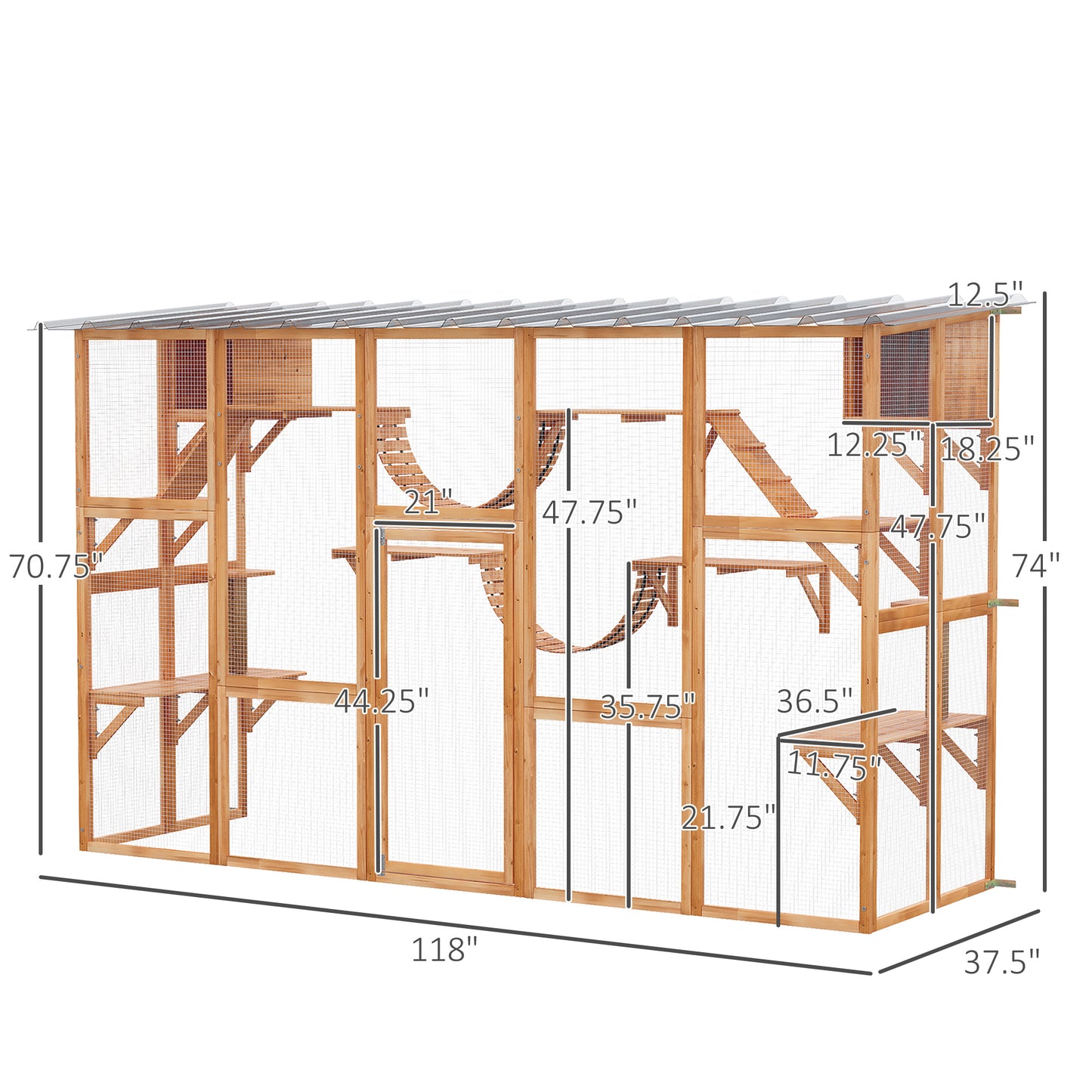 Outdoor Cat Catio Playground with Weather Protection and Shelves