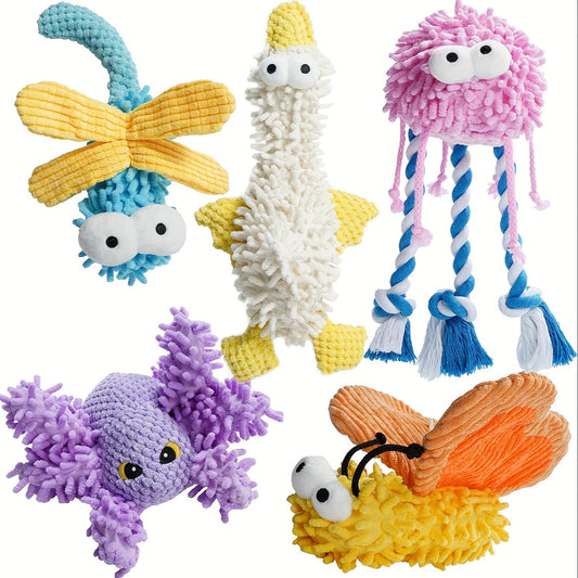 Durable Cartoon Plush Squeaky Dog Chew Toys for Playtime