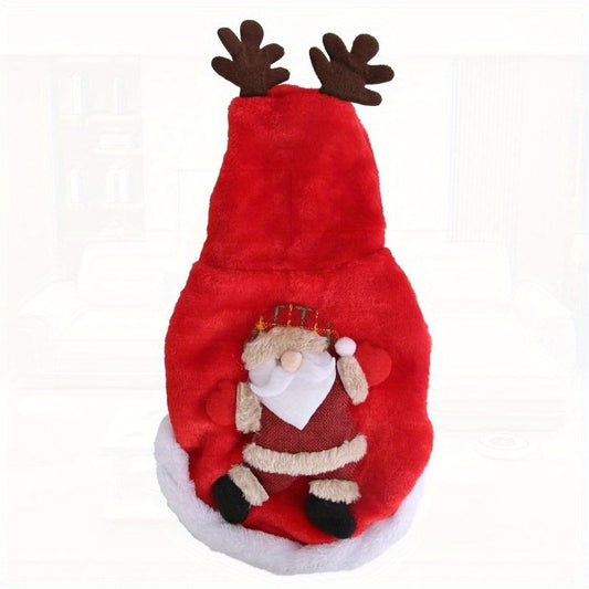 Festive Pet Santa Claus Reindeer Antlers Costume for Holidays