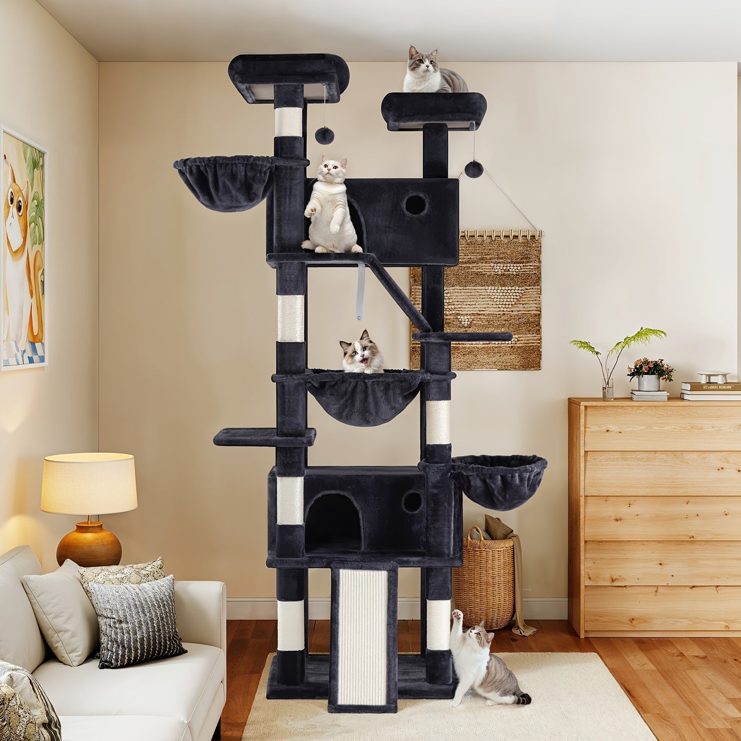 WEWAY Multi-Level Cat Tree Tower with Scratching Posts and Hammock