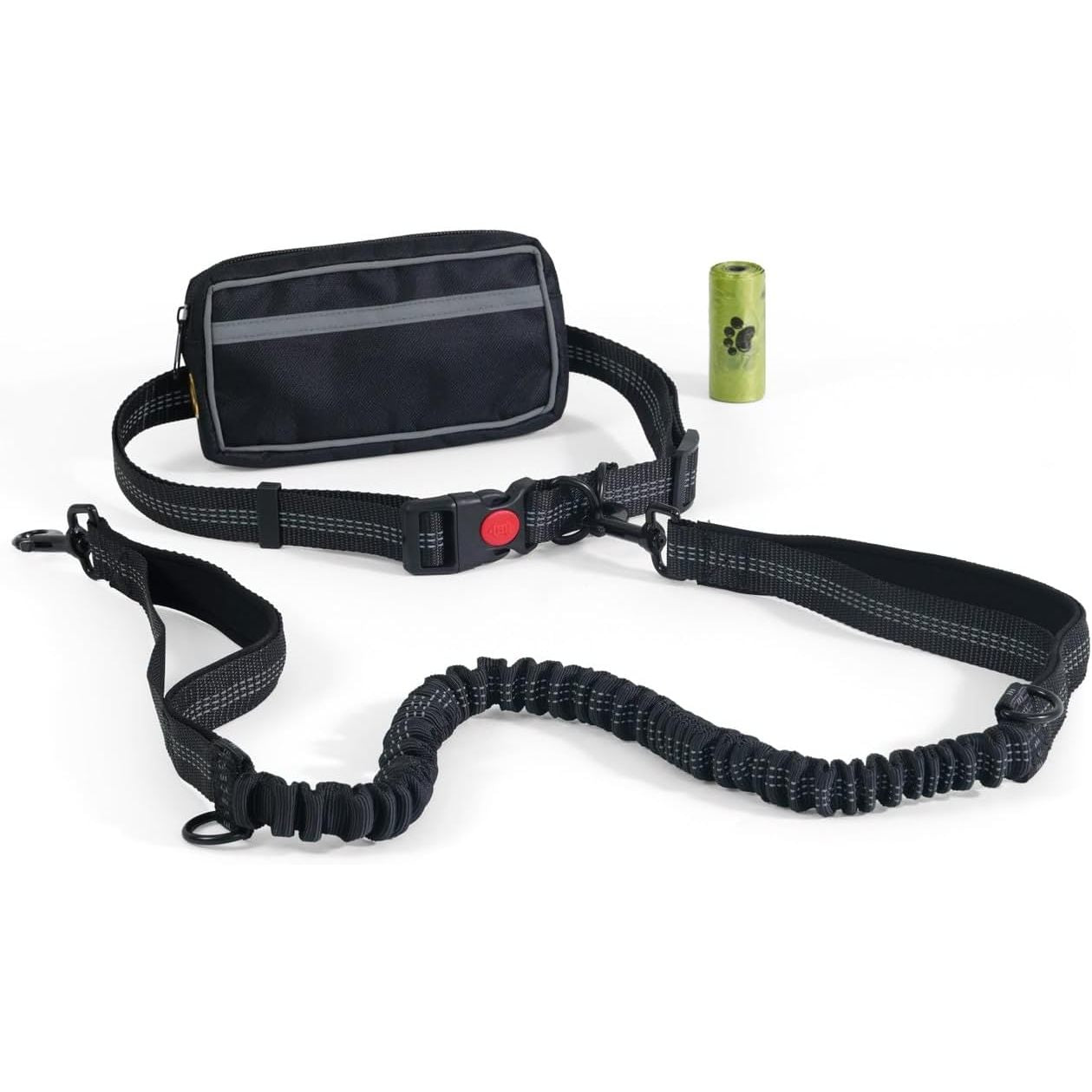 CAPHAUS Hands Free Dog Leash with Zipper Pouch and Bungee