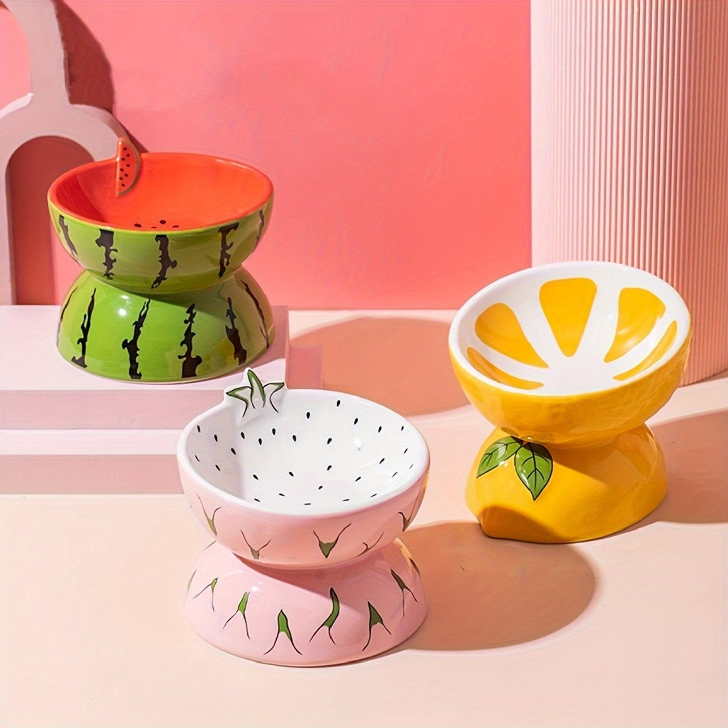 Random Two-Piece Set of Cat Bowls with Anti-Tipping Design