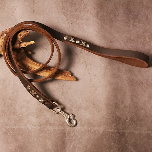 Heavy Duty Dog Training Leash Handmade Retro Rivet Design