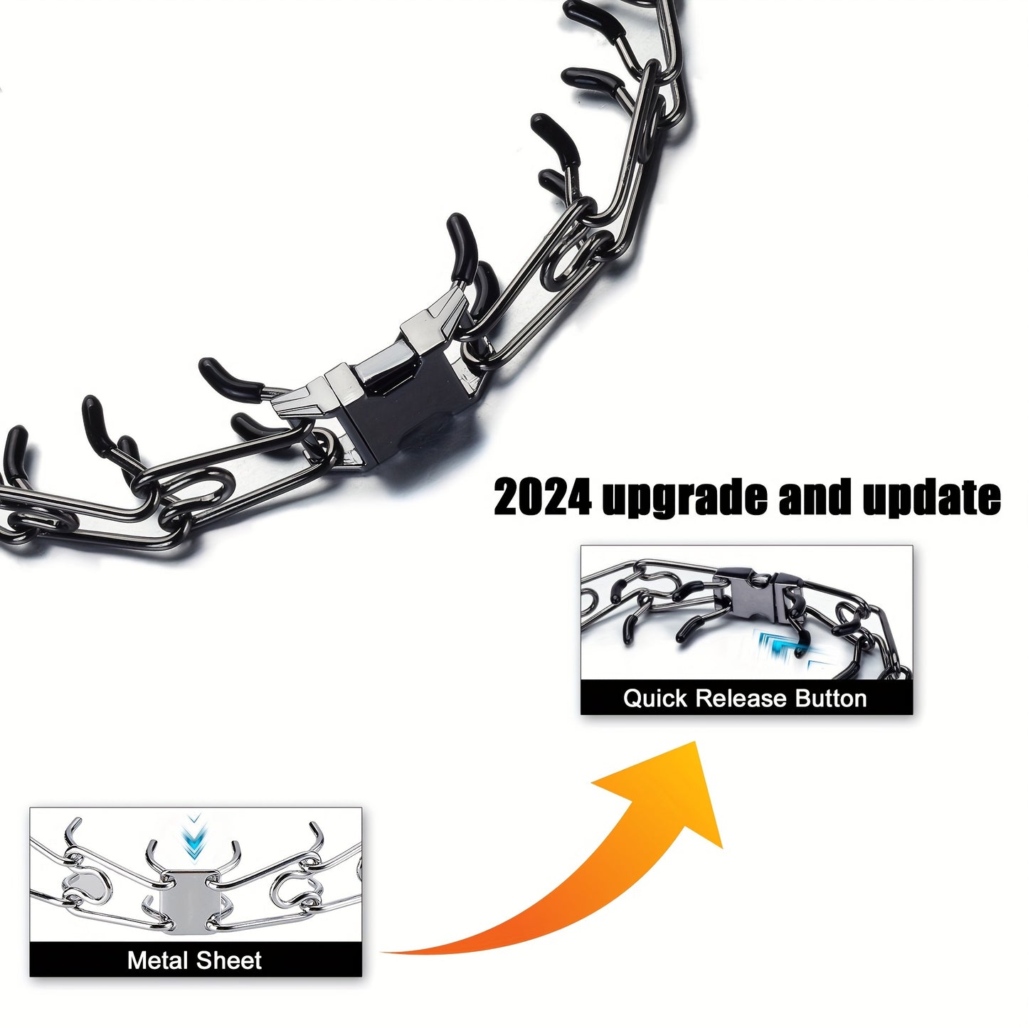 14 to 26 Inch Stainless Steel Chain Dog Collar Quick Release