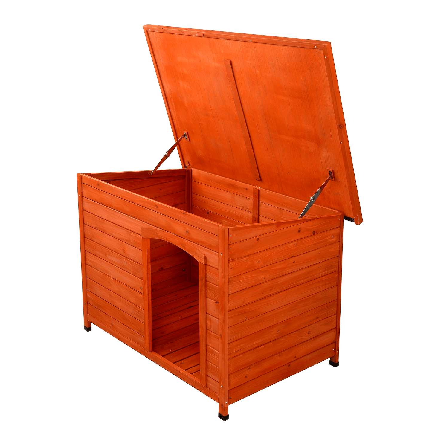 Waterproof Wooden Dog House with Hinged Roof and Raised Floor