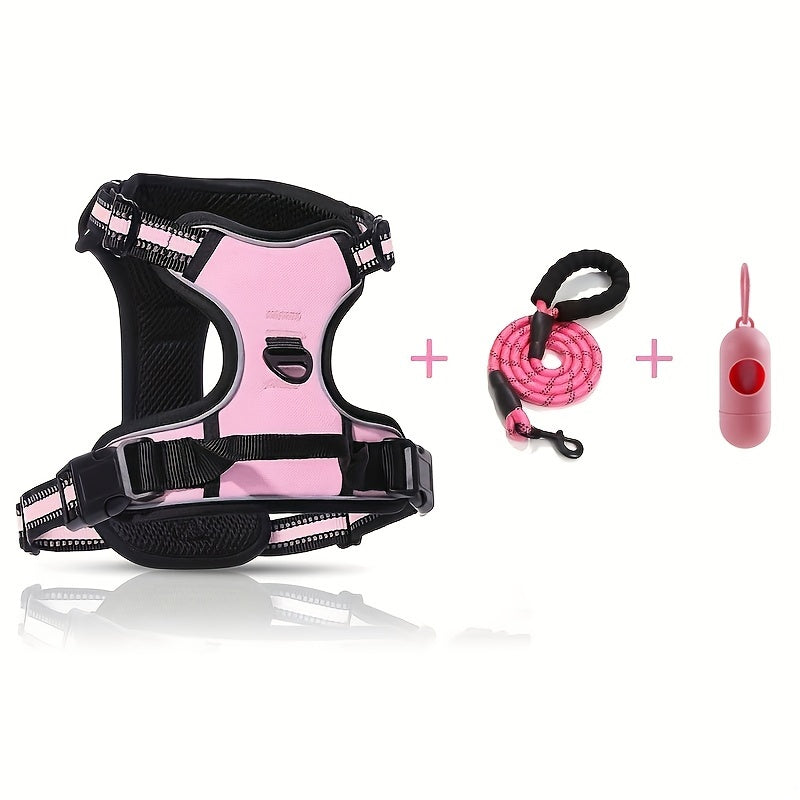 No Pull Dog Harness Set with Reflective Strips and Leash