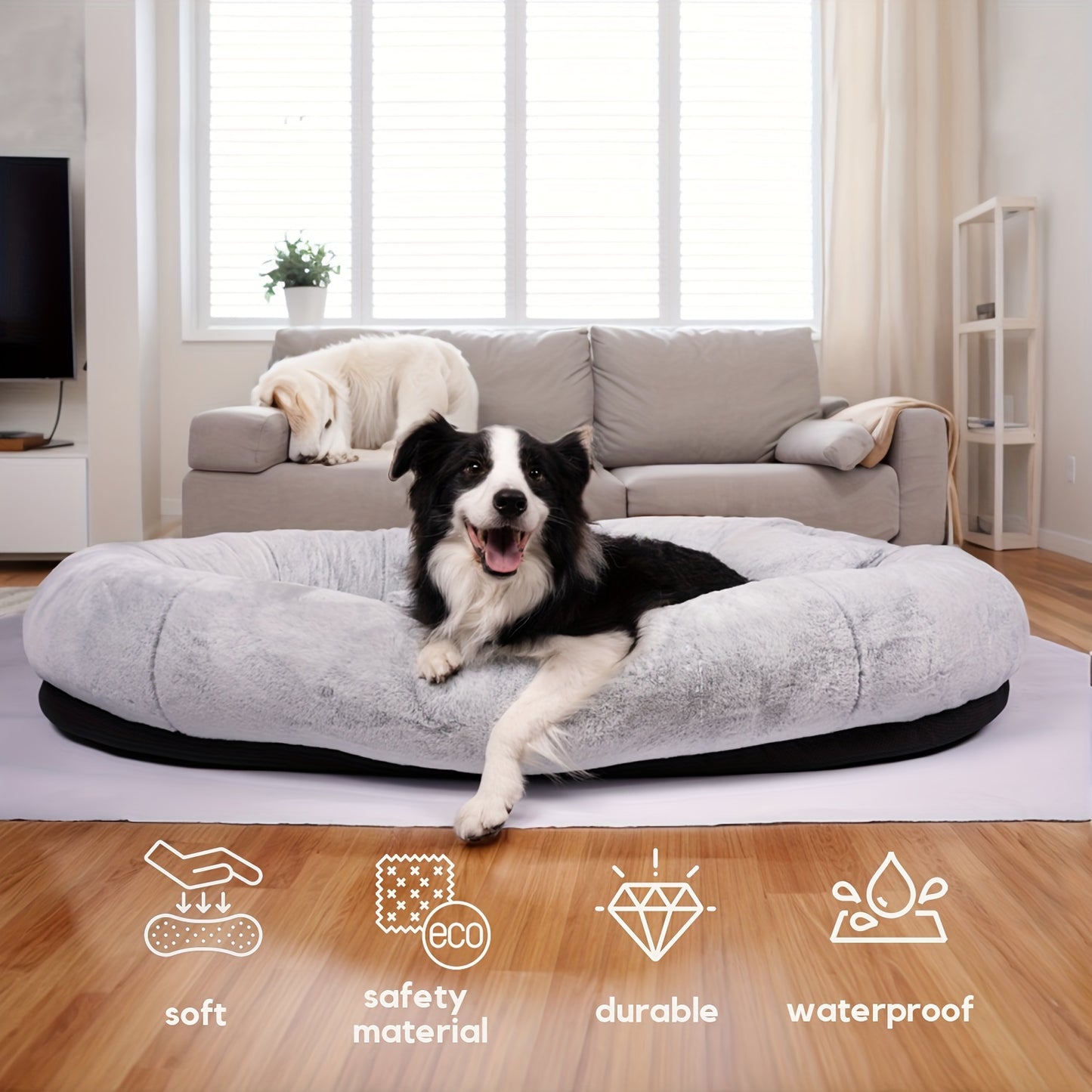 Cozy Human-Sized Dog Bed For All Breeds 71x45 Faux Fur Orthopedic Nap Bed