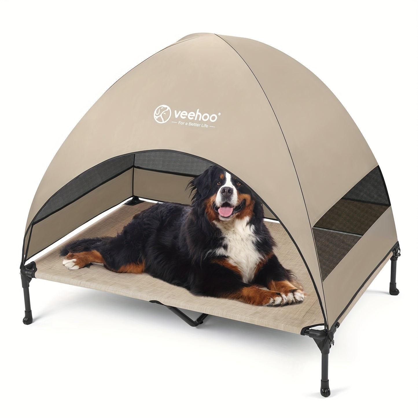 Veehoo Elevated Cooling Dog Bed with Removable Canopy