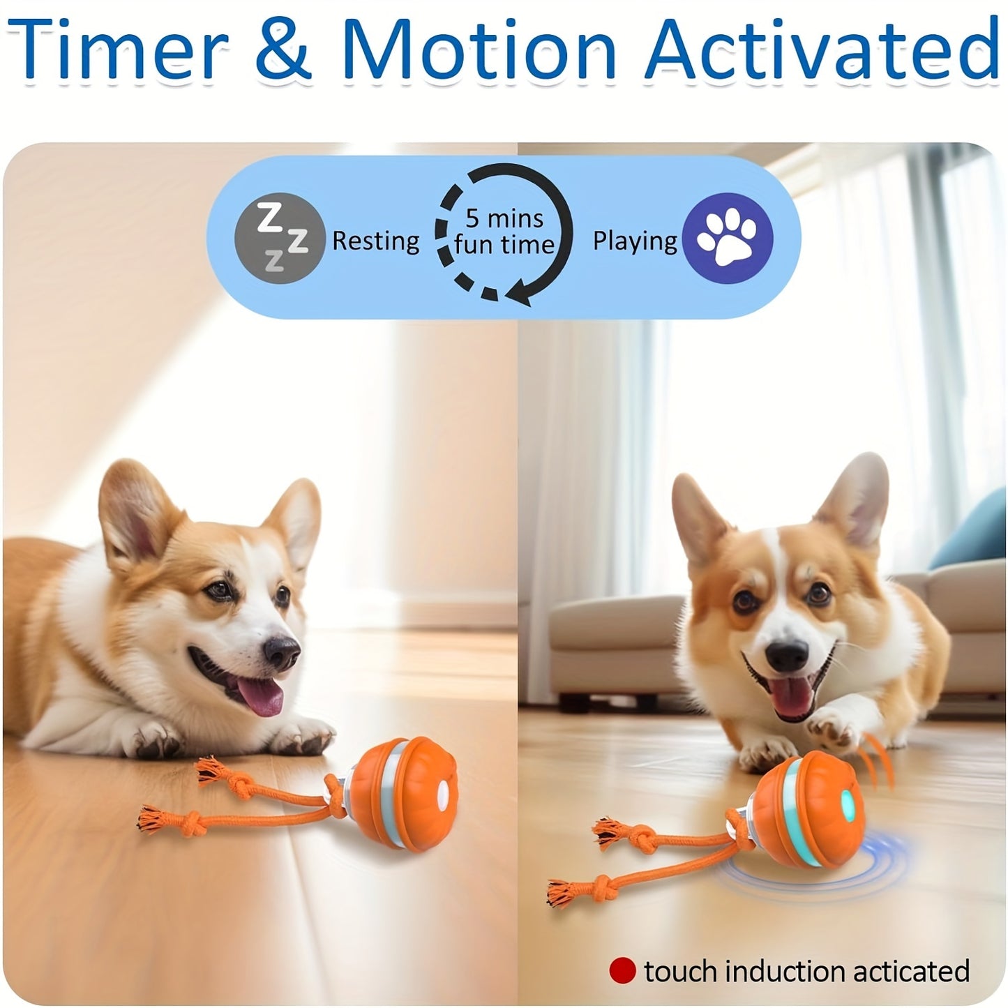 Interactive Motion-Activated Rolling Dog Toy with Holiday Design