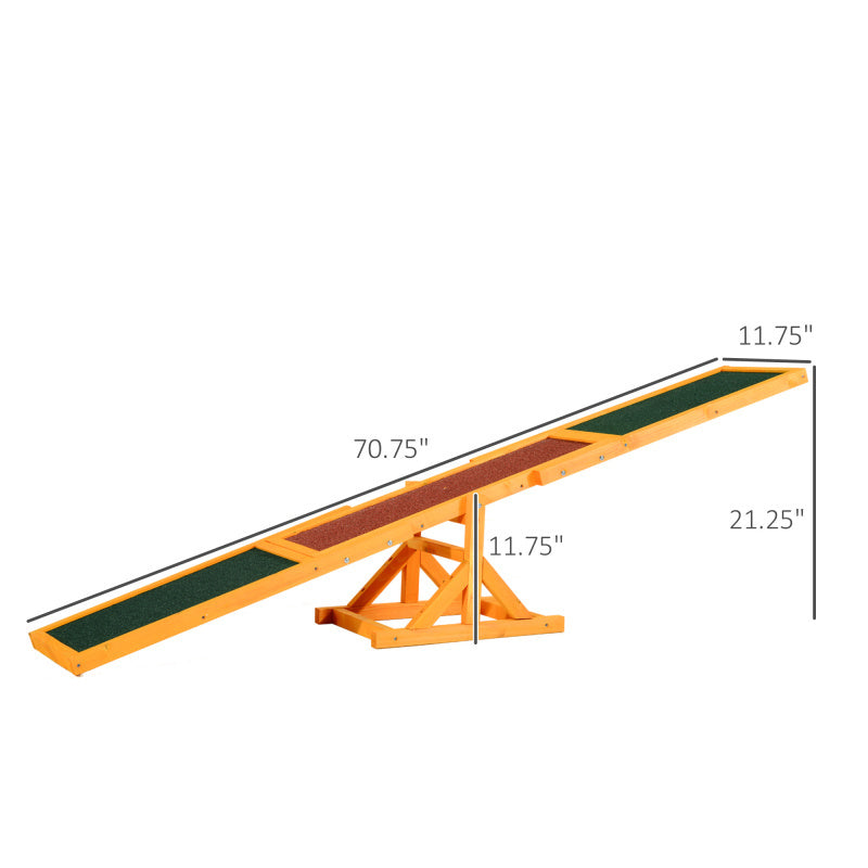 PawHut Wooden Dog Agility Seesaw Training Equipment 71"