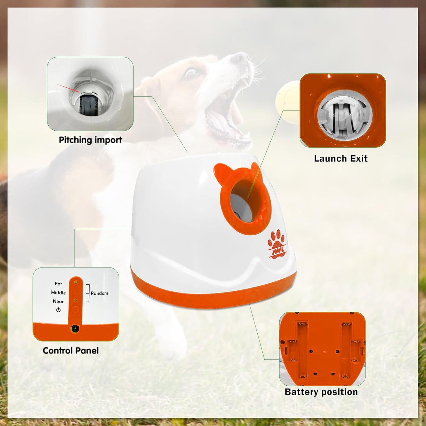 Vivicreate Automatic Dog Ball Launcher Interactive Fetch Toy