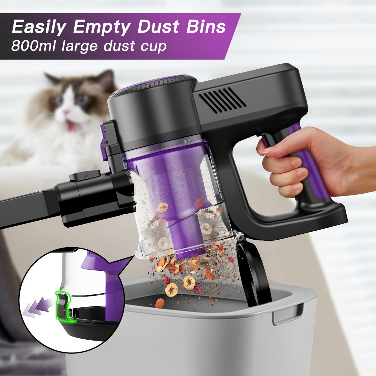 Cordless Vacuum Cleaner With LED Lights And Foldable Tube